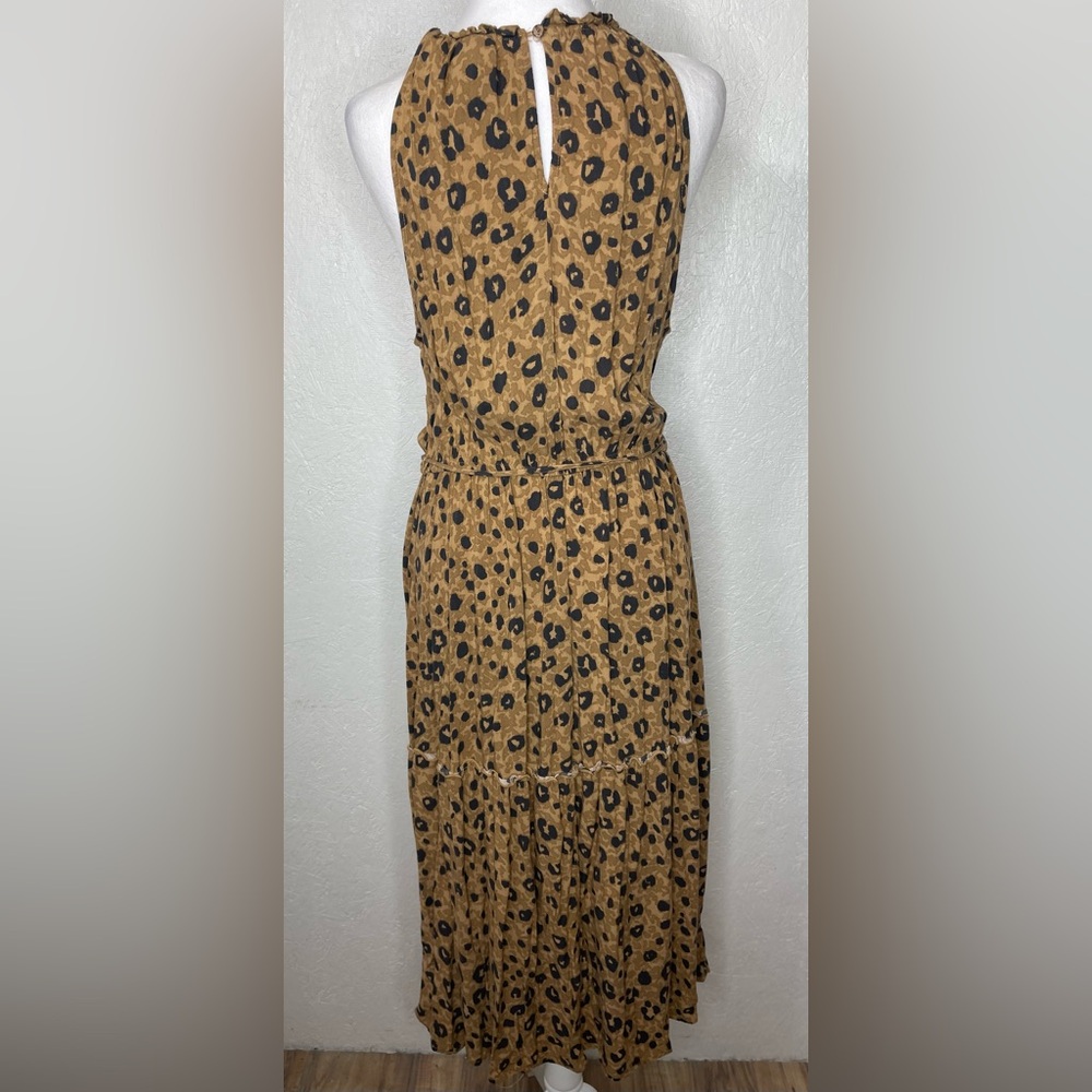 Ava&Viv Animal Print Halter Tie Waist Midi Sundress Boho Tiered Flowy Resort Lg - Picture 10 of 13